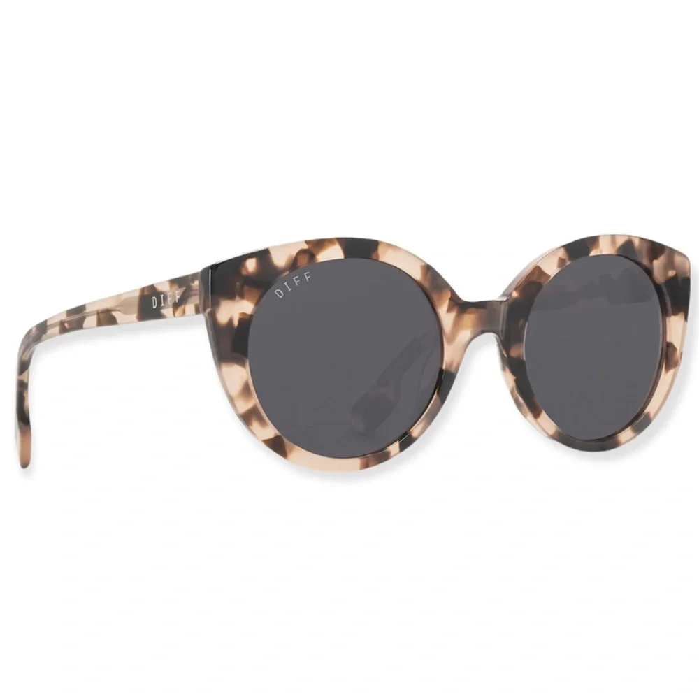 DIFF Emmy Sunglasses Himalayan Tortoise Frames Smoke Grey Lenses